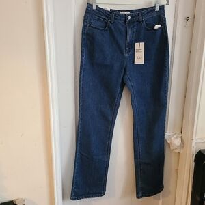 Oat New York Women's High Rise Slim Boot Cut Medium Wash Jeans Size 10/30 Tall.